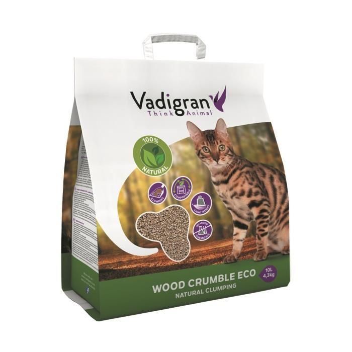 Comparer les prix de Vadigran Litiere Wood Crumble - 10 L - Pour Chats