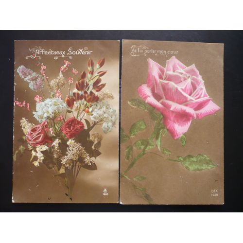 Lot De 2 Cartes Postales Anciennes Fleurs Rakuten