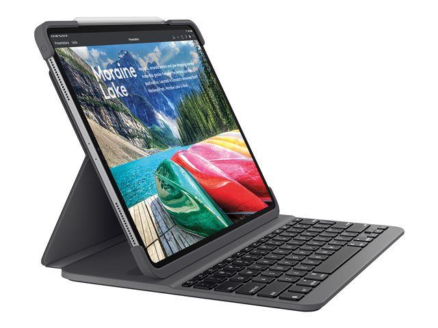 Logitech Slim Folio Pro - Clavier et étui - rétroéclairé - sans fil - Bluetooth - QWERTY - Italien - pour Apple 11-inch iPad Pro (1ère génération)