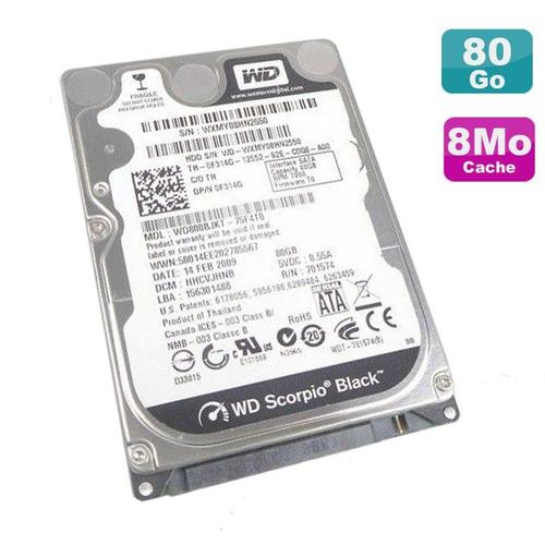 Disque Dur 80Go Sata 2.5" Wd Scorpio Black Wd800Bjkt-75F4T0 0F314G F314G 8Mo