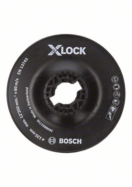 Bosch Plateau de ponçage X-LOCK 125 mm, dur, 12 500 tr/min - 2608601716