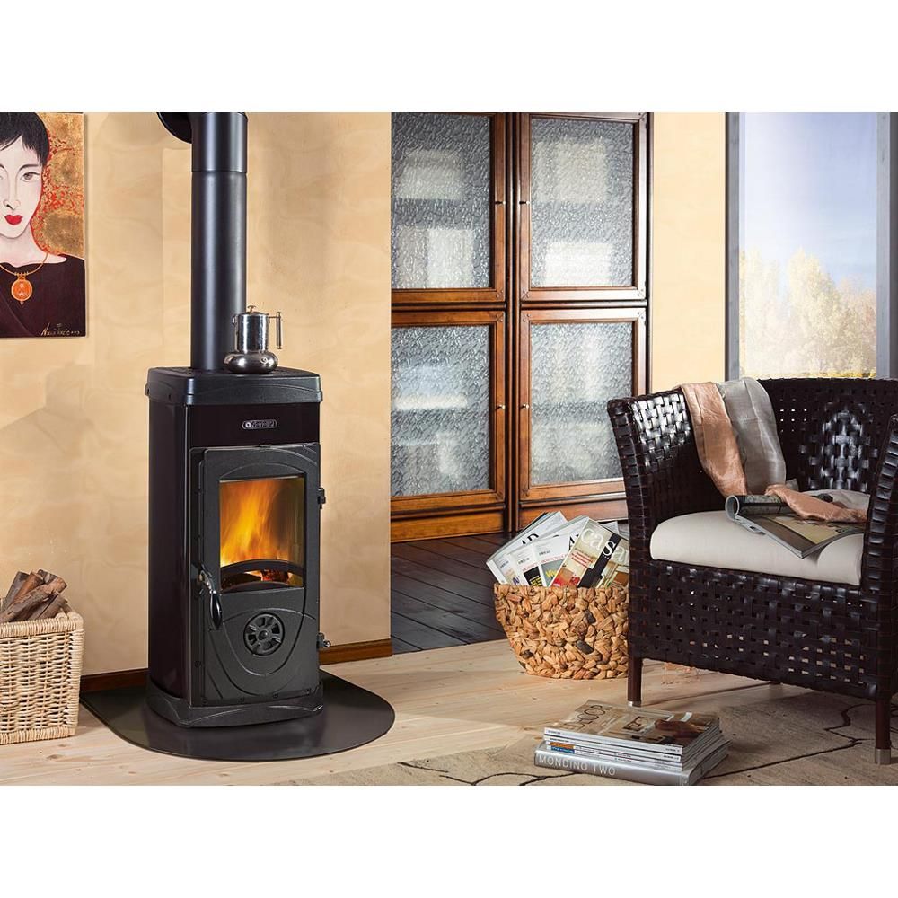 Nordica Stufa a legna a fuoco continuo 6.3kW Super Junior Nera