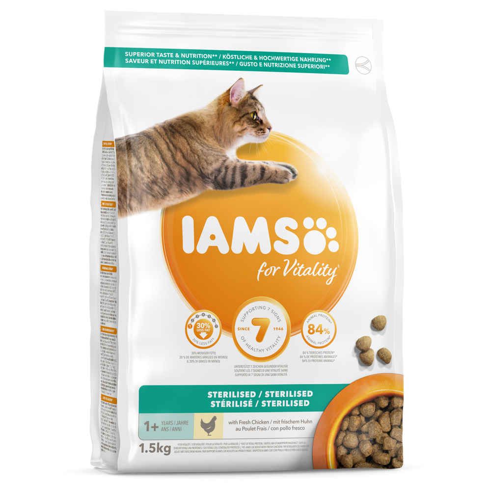 Comparer les prix de Croquettes Stérilisé Au Poulet Pour Chat - Iams Vitality - 1,5kg