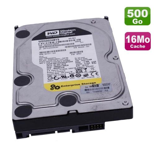Disque Dur 500Go Sata 3.5" Wd Wd5002Abys-70B1B0 397377-022 484429-002 7.2K 16Mo