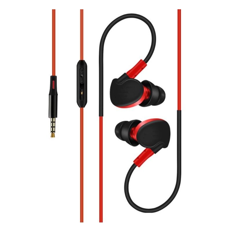 Ecouteurs Sport Pour Iphone 5c Apple Avec Micro Et Bouton Réglage Son Kit Main Libre Intra-Auriculaire Jack Universel - Rouge