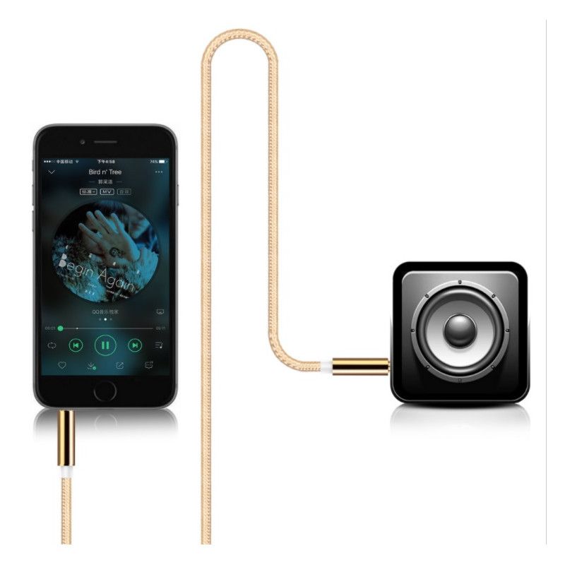 Cable Jack/Jack Metal pour HONOR 6X Smartphone Voiture Musique Audio Double Jack Male 3.5 mm Universel - NOIR