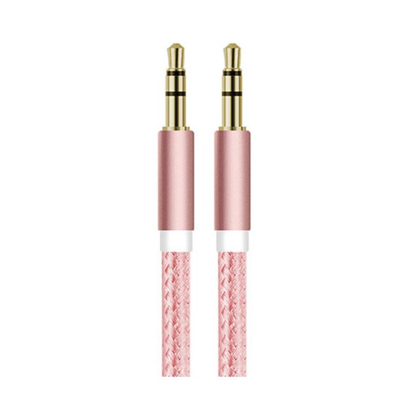 Cable Jack/Jack Metal pour HUAWEI Ascend P8 Smartphone Voiture Musique Audio Double Jack Male 3.5 mm Universel - ROSE