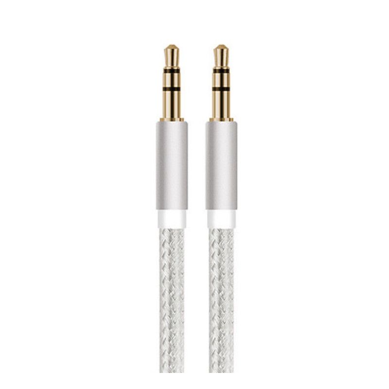 Cable Jack/Jack Metal pour NOKIA Lumia 1520 Smartphone Voiture Musique Audio Double Jack Male 3.5 mm Universel - ARGENT