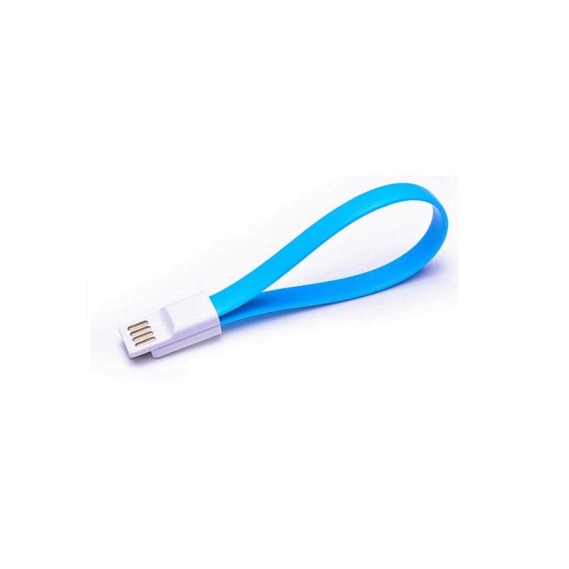 Mini Cable Aimanté pour IPHONE 8 PLUS (+) Chargeur Connecteur Lighting USB APPLE Magnet Porte-Clefs 25cm - BLEU