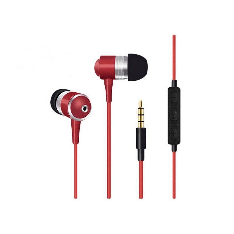 Ecouteurs Métal Pour Manette Playstation 4 Ps4 Avec Micro Et Télécommande Réglage Son Kit Main Libre Intra-Auriculaire Universel - Rouge