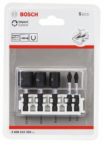 Bosch Embouts de vissage et douilles Impact Control pack de 5 pièces 2608522350