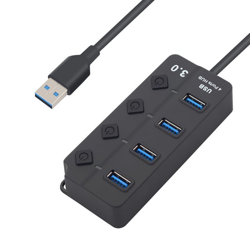 Hub 4 ports USB 3.0 pour PC ASUS ROG avec Alimentation Individuelle Multi-prises Adaptateur Rallonge (NOIR)