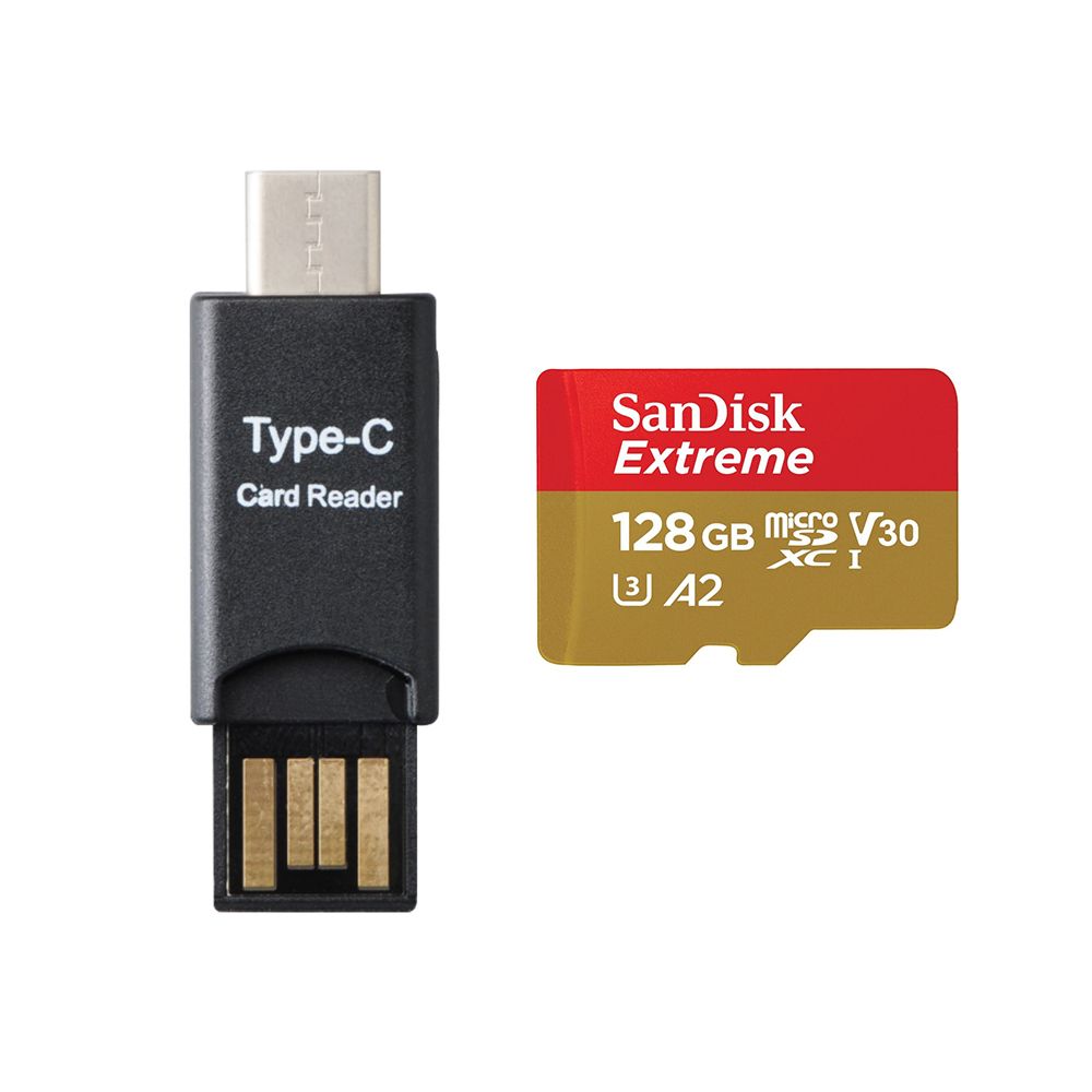 SanDisk Extreme carte mémoire Micro SDXC A2 Classe 10 U3 V30 vitesse de lecture 190Mo/ écriture 90Mo/ lecteur MICRO SDXC TYPC C inclus