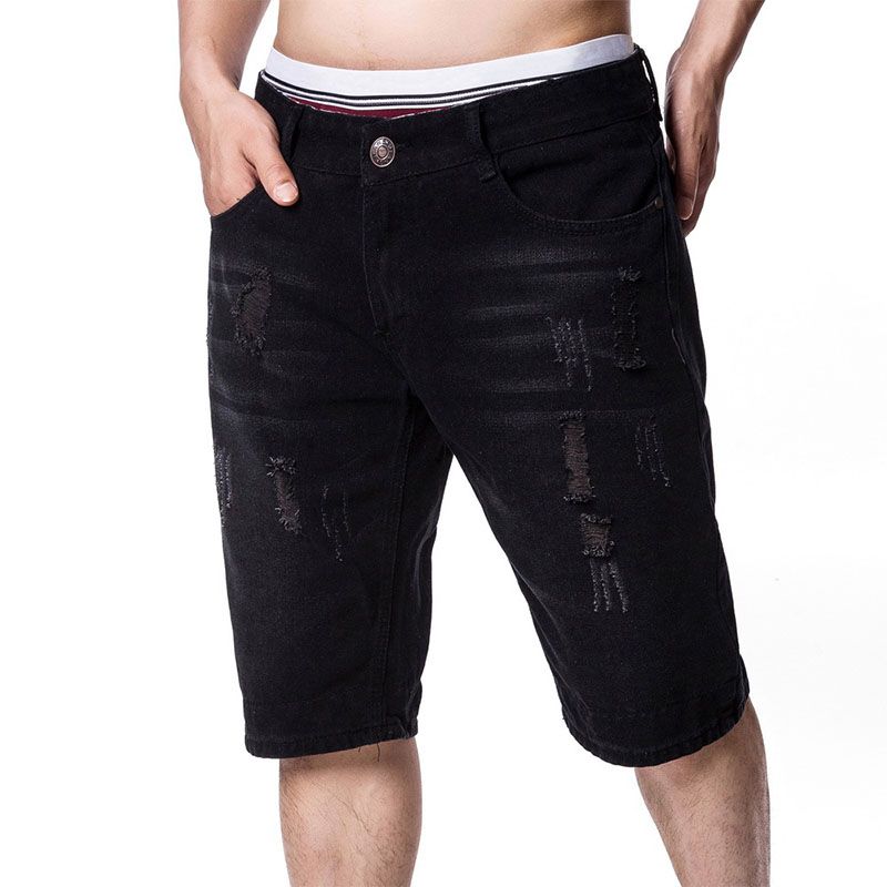 Short En Jeans Hommes D'été Noir Cassé Décontracté De Marque Luxe Short Zs306101