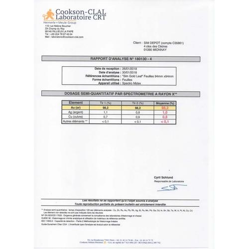 10 Feuille d/'or 95 mm X 95 mm Comestible Alimentaire