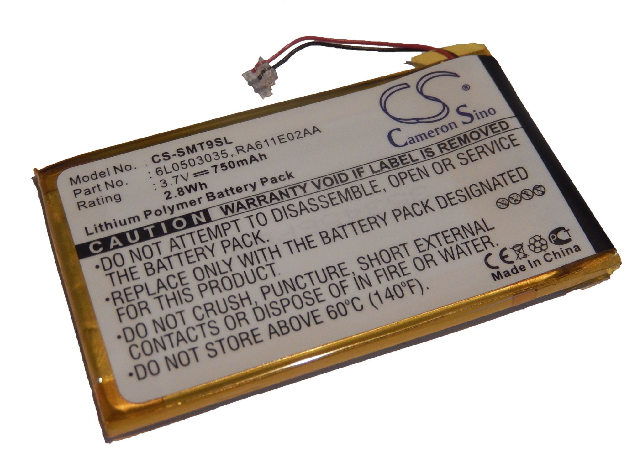 vhbw Batterie 750mAh (3.7V) pour lecteur de videos MP3 Samsung YP-T9, YP-T9+, YP-T9JBAB, YP-T9JBQB, YP-T9JBZB, YP-T9ZB/XSH comme 6L0503035, RA611E02AA