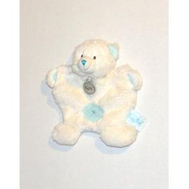 21 DOUDOU PLAT ROND MARRON TAUPE CHIEN COEUR BLANC SUD ETOFFE NEUF