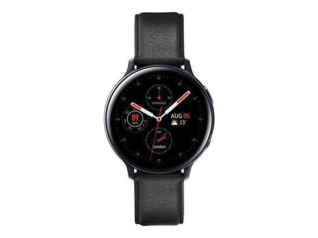 Samsung Galaxy Watch Active 2 - 44 Mm - Acier Inoxydable Noir - Montre Intelligente Avec Bracelet - Cuir - Noir - Affichage 1.4" - 4 Go - Wi-Fi, Lte, Nfc, Bluetooth - 4g - 42 G