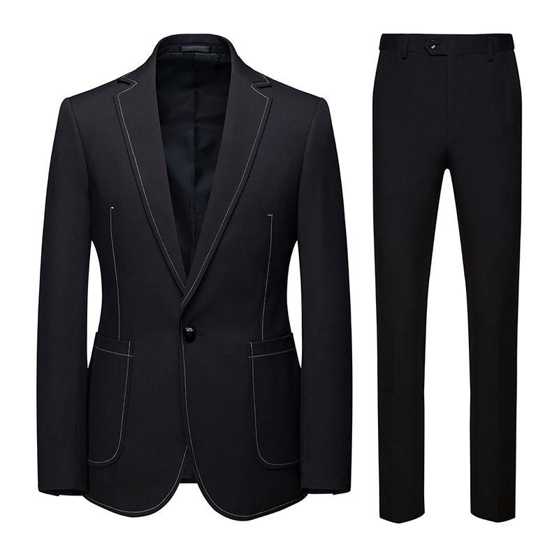 (Veste+Pantalon)Costume Homme De Marque Couleur Unie Vêtements Homme De Mariage Décontracté Costume 2 Pièces Costume Homme D'affaires