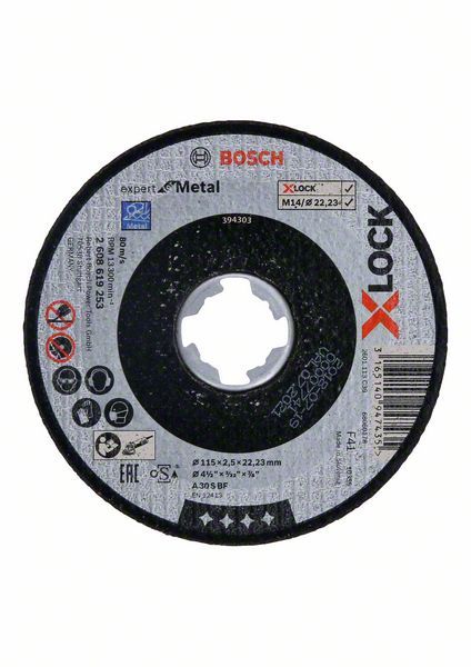 Bosch Disques à tronçonner droits X LOCK Expert for Metal 115x2 5x22 23 mm 2608619253