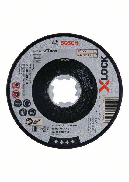 Bosch Disque à tronçonner droits X LOCK Expert for Inox 115x1 6x22 23 mm AS 46 T INOX BF 1 6 mm 2608619260
