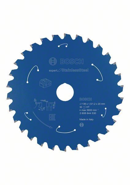 Bosch Lame de scie circulaire Expert for Stainless Steel 136 x 1 51 2 x 20 30 dents 2608644530