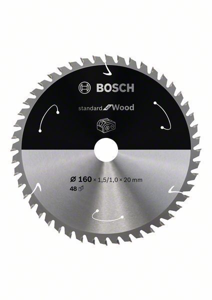 Bosch Lame de scie circulaire Standard for Wood pour scies sans fil 160x1.5/1x20, T48 - 2608837678