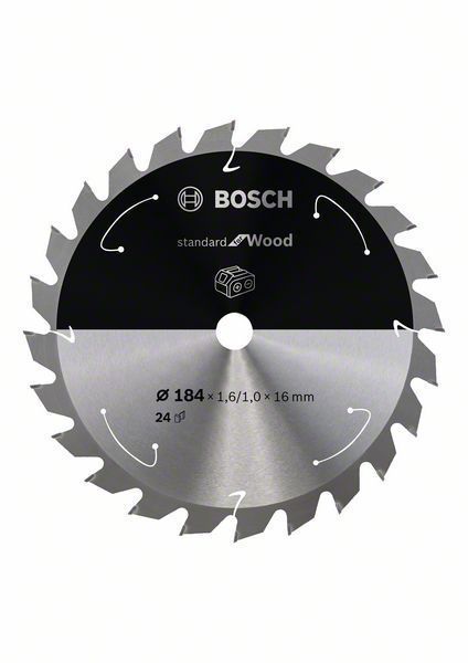 Bosch Lame de scie circulaire Standard for Wood pour scies sans fil 184x1.61x16 T24 2608837700