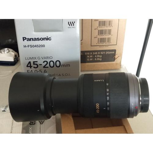 Objectif Panasonic Lumix H-Fs045200E - Fonction Télé - 45 Mm - 200 Mm - F/4.0-5.6 G Vario - Micro Four Thirds - Pour Lumix Dc-Bgh1; Lumix G Dc-G100, G110, G90, Gf90, Gh5M2, Gh6, Gh6L, Gx880...