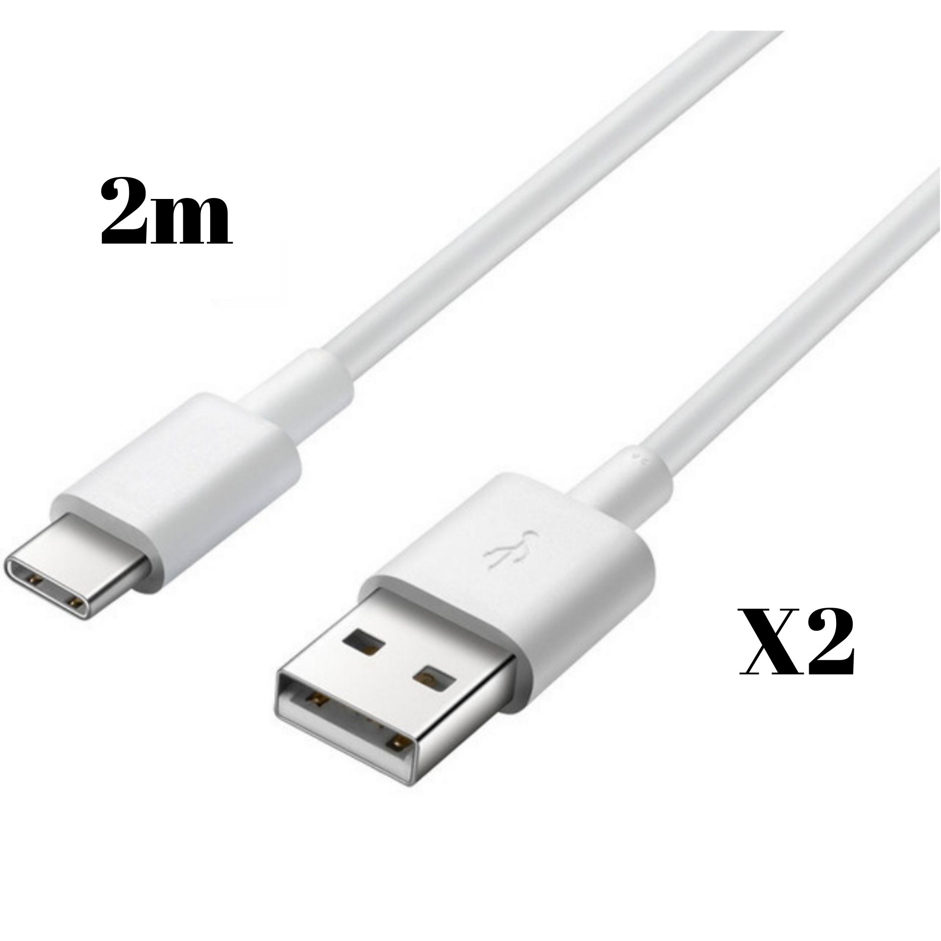 Lot 2 Cables pour ONEPLUS 7 PRO / ONEPLUS 7 / ONEPLUS 6T / ONEPLUS 6 / ONEPLUS 5T / ONEPLUS 5 / ONEPLUS 3T / ONEPLUS 3 - Cable Chargeur Type USB-C Mesure 2 Metres [Phonillico]