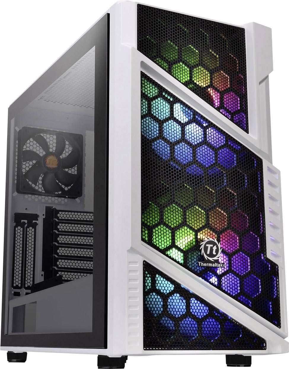 Boîtier Thermaltake Commander C 31 TG Snow ARGB EditionDeux Ventilateurs ARGB 200 mmVerre trempéBoîtier ATX Moyen Tour