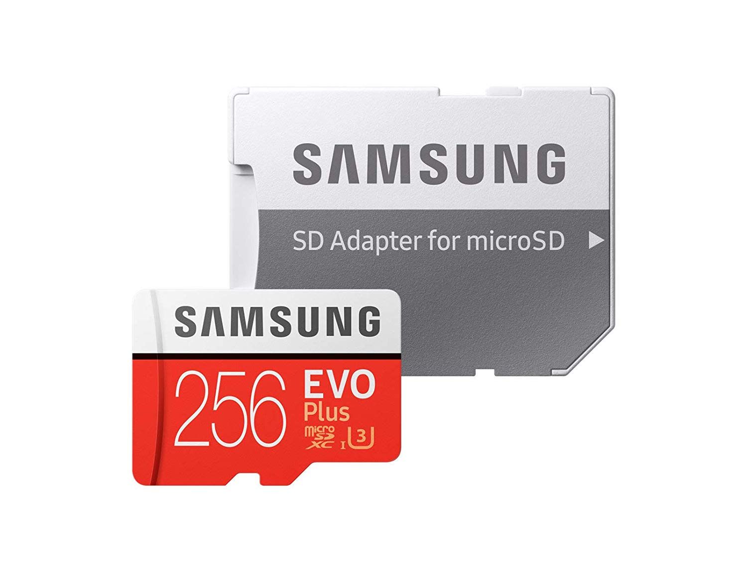 Samsung MB-MC256GA/EU Carte Mémoire MicroSD Evo Plus 256G avec Adaptateur SD - Rouge/Blanc