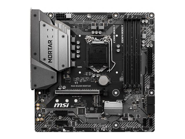 MSI MAG B365M MORTAR - Carte-mère - micro ATX - LGA1151 Socket - B365 Chipset - USB 3.1 Gen 1, USB-C Gen1 - Gigabit LAN - carte graphique embarquée (unité centrale requise) - audio HD (8 canaux)