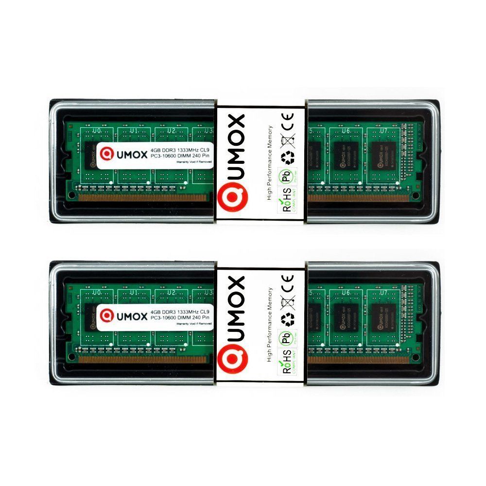 QUMOX 8 Go (2x 4 Go) PC3-10600 DDR3 1333 (240 PIN) DIMM MéMOIRE