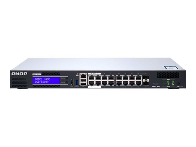 QNAP QGD-1600P - Commutateur - intelligent - 4 x 10/100/1000 (PoE++) + 10 x 10/100/1000 (PoE+) + 2 x combo Gigabit SFP (PoE+) - Montable sur rack - PoE++ (370 W)