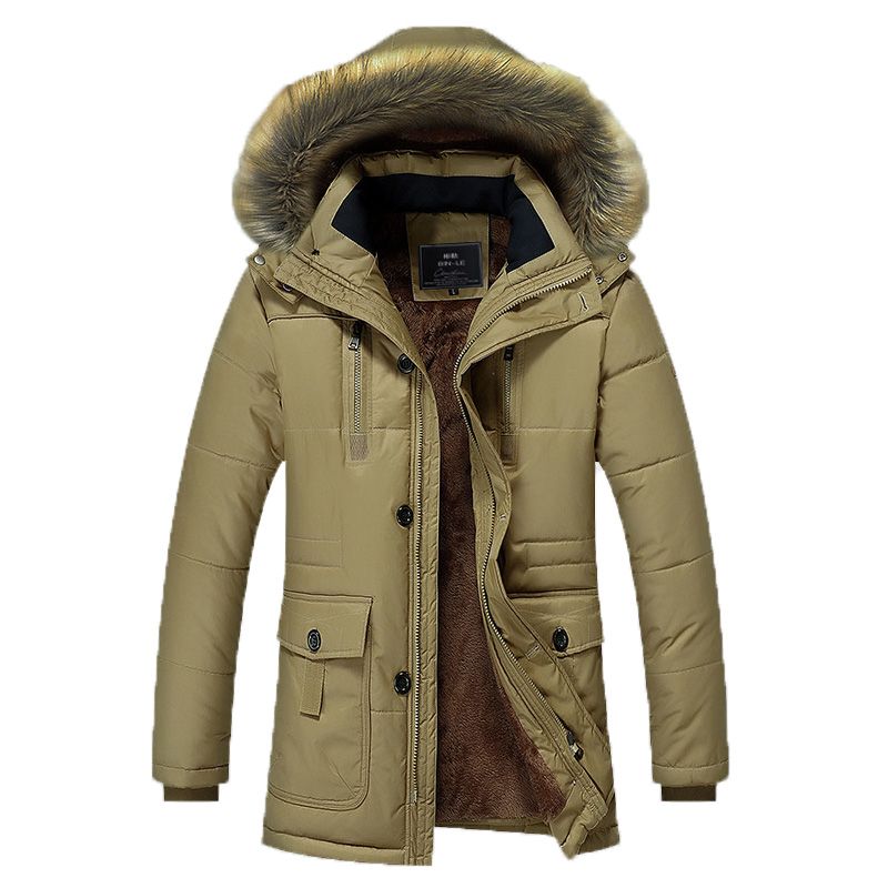 Parka Homme De Marque À Capuche Plus De Velours Doudoune Hommes À Fourrure Synthétique Amovible Manteau Homme -Zs306818