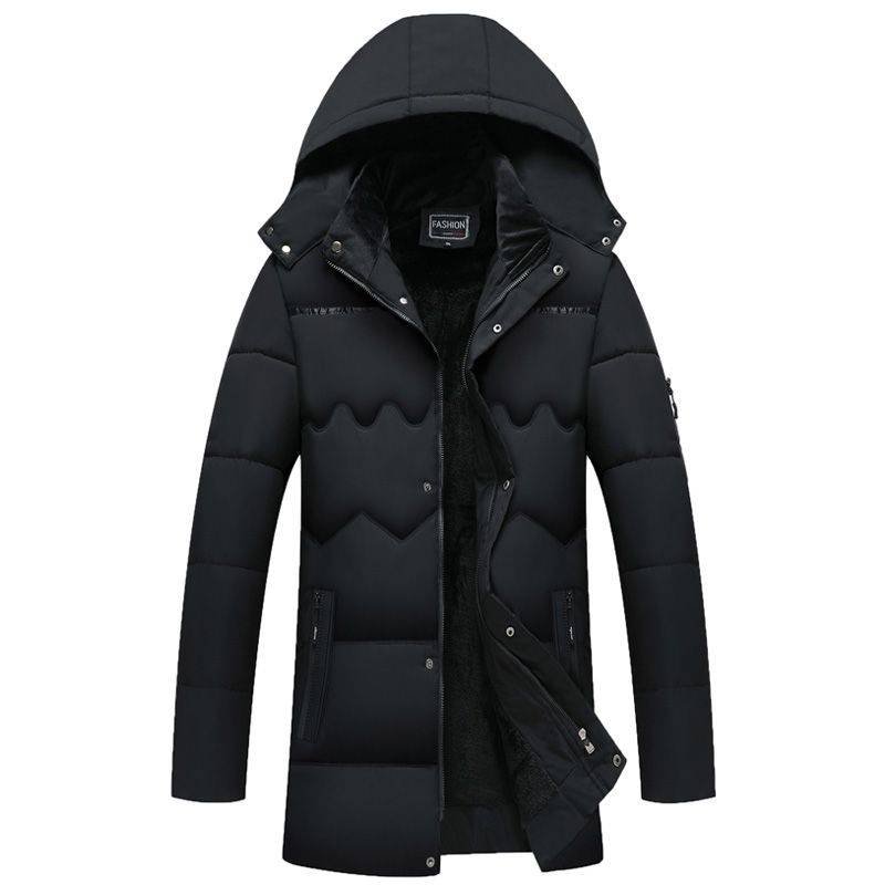 Doudoune Homme De Marque À Capuche Detachable Plus De Velours Manteau Homme Mi-Longue Épaississant Parka Homme -Zs306847