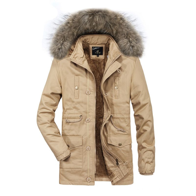 Parka Homme De Marque À Fourrure Synthétique Amovible Doudoune Plus De Velours Hommes À Capuche Detachable Manteau Homme -Zs306870