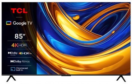 TCL TV 85V6B 4K HDR 85’’ avec Google TV et système sonore Dolby Audio Compatible avec ’Assistant Google et Alexa
