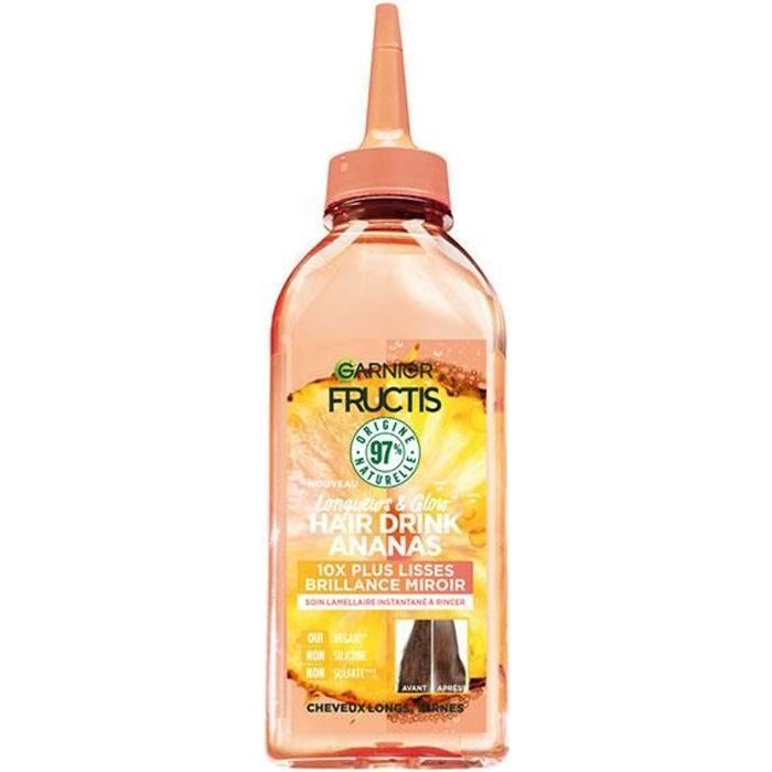 Soin Cheveux Hairdrink Laméllaire Instantané Longueur Glow Ananas Fructis Le Flacon De 200ml - vue 2