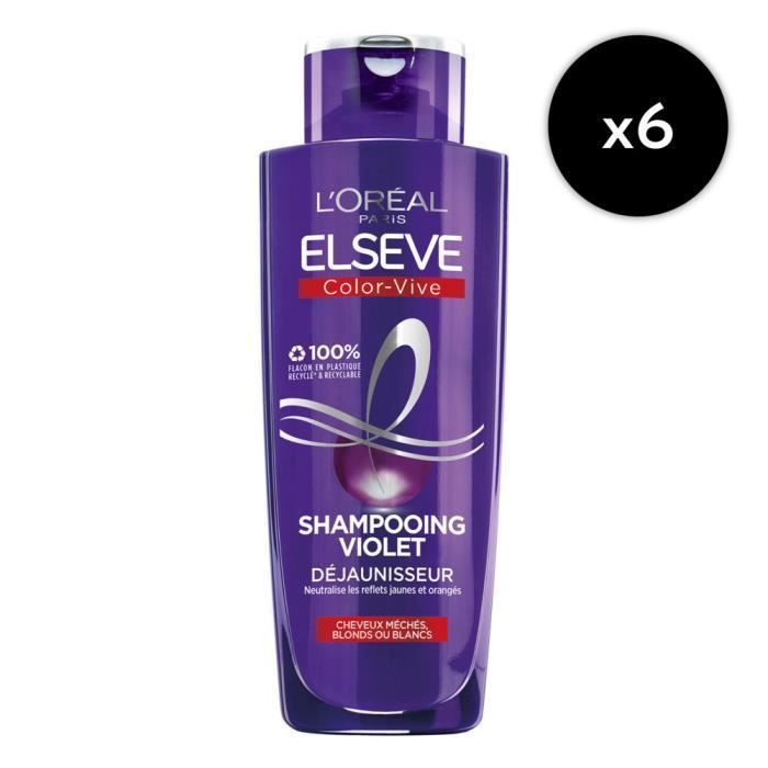 Shampoing Déjaunisseur Cheveux Méchés Blonds Ou Blancs Pigments Violets Elseve 'oreal Paris Le Flacon De 200ml