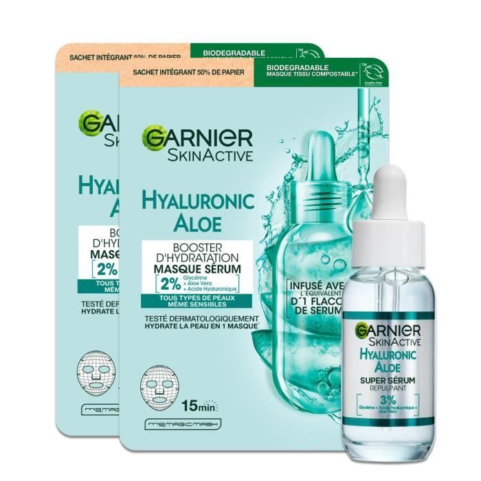 Garnier Routine Hydratante Et Repulpante Enrichie En Acide Hyaluronique & Aloe Vera Sérum Gel Repulpant Hyaluronic Aloe + Ma