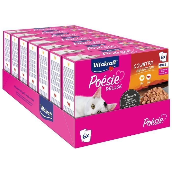 Meilleurs prix pour Vitakraft Poésie Multipack Délice Assortiment En Gelée Poulet Et B¿Uf - Lot De 7 Boîtes De 6 Pochons De 85 G