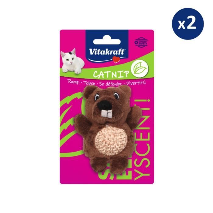 Meilleurs prix pour Peluches Pour Chat Avec Herbe À Chat Et Cordage - Souris Ou Castor (Aléatoire) - Vitakraft