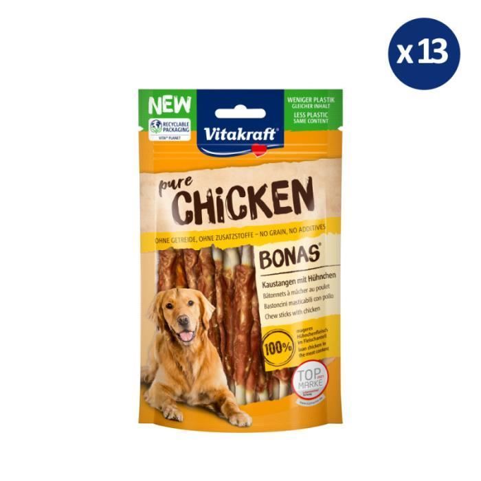 Meilleurs prix pour Sachets De Friandises Pour Chien Au Poulet 80g - Bonas Os Calcium - Vitakraft