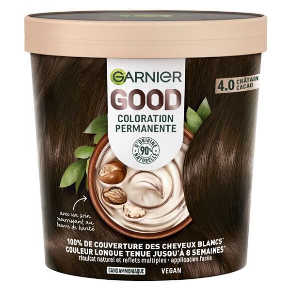 Coloration Permanente 4.0 Châtain Cacao Sans Ammoniaque 90% D'ingrédients D'origine Naturelle Good Garnier La Boite - vue 2