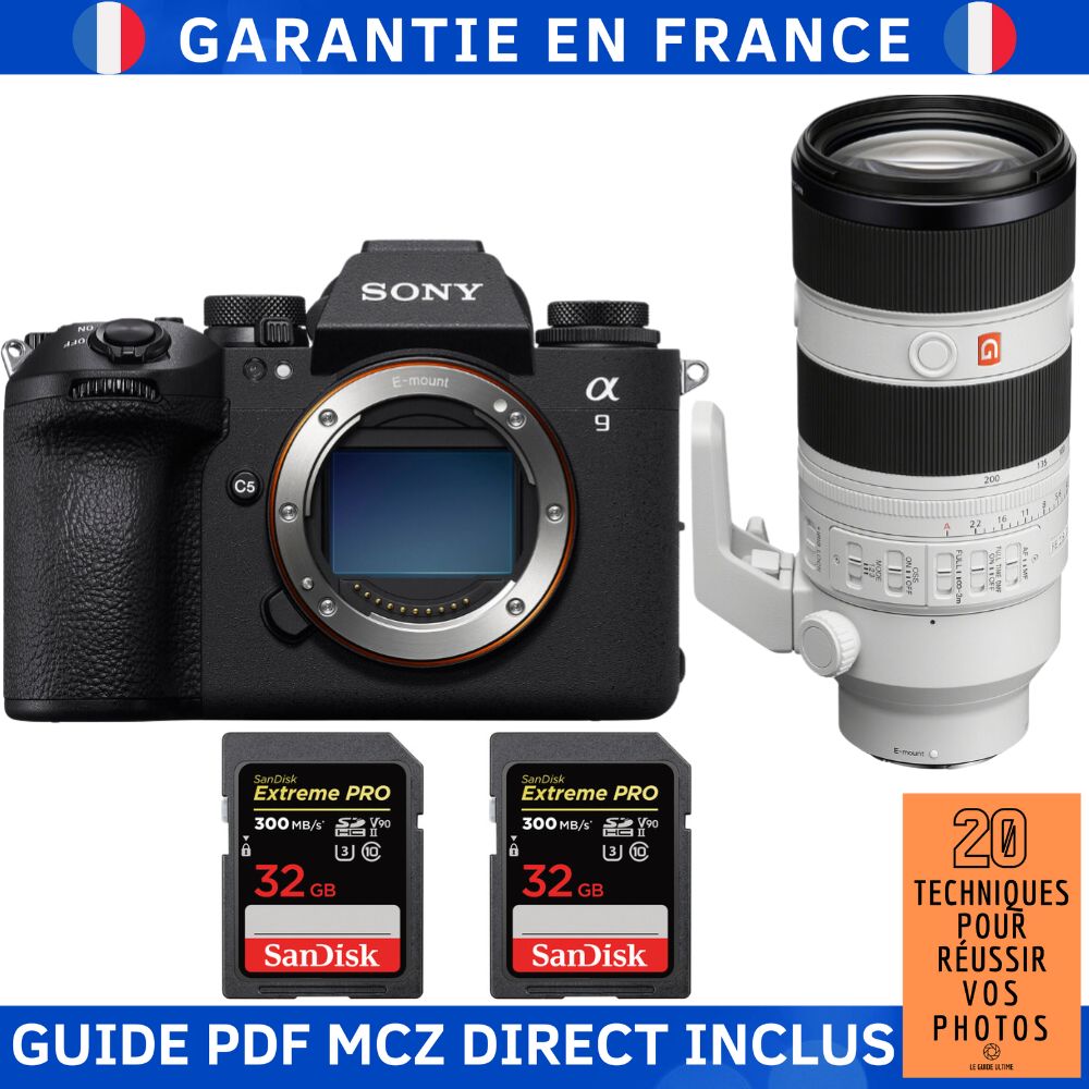 Sony A9 III + FE 70 200mm f2.8 GM OSS II + 2 SanDisk Extreme PRO UHS II SDXC 300 MB/ + Ebook '20 Techniques pour Réussir vos Photos' Appareil Photo Hybride Sony