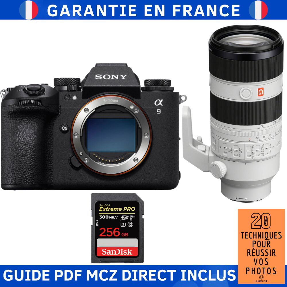 Sony A9 III + FE 70 200mm f2.8 GM OSS II + 1 SanDisk Extreme PRO UHS II SDXC 300 MB/ + Ebook '20 Techniques pour Réussir vos Photos' Appareil Photo Hybride Sony