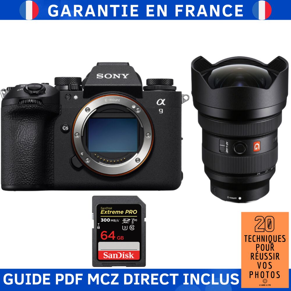 Sony A9 III + FE 12 24mm f2.8 GM + 1 SanDisk Extreme PRO UHS II SDXC 300 MB/ + Ebook '20 Techniques pour Réussir vos Photos' Appareil Photo Hybride Sony