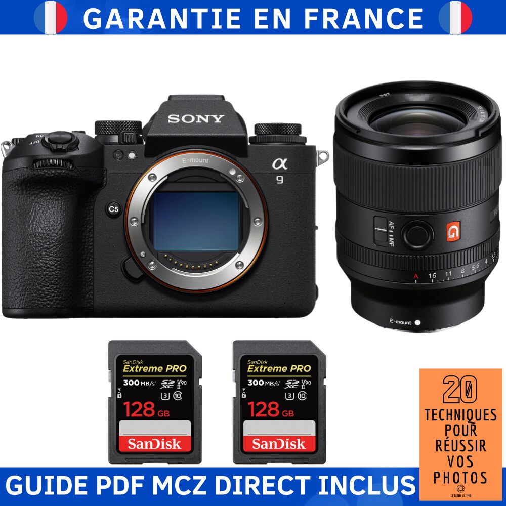 Sony A9 III + FE 35mm f1.4 GM + 2 SanDisk Extreme PRO UHS II SDXC 300 MB/ + Ebook '20 Techniques pour Réussir vos Photos' Appareil Photo Hybride Sony
